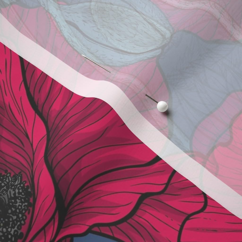 Spoonflower Fabric - Maximalist Floral Saturated Flowers Botanical Wildflower Rich Bold Printed on Chiffon Fabric by The Yard - Sewing Fashion Apparel Dresses Home Decor