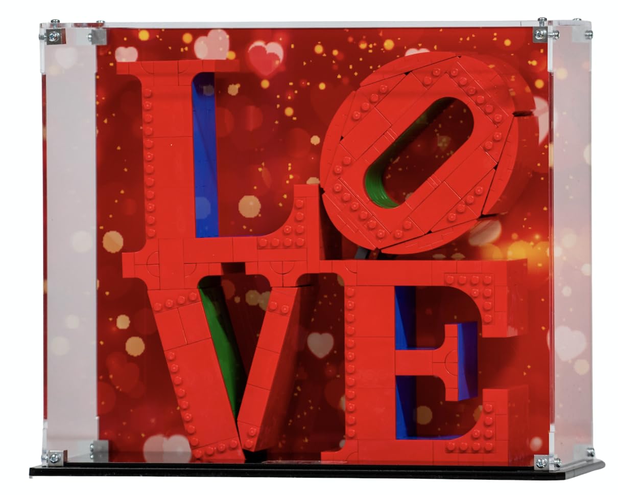 Acrylic Display Case compatible with LEGO® Art: Robert Indiana's LOVE (31214) (Printed Back Panel)
