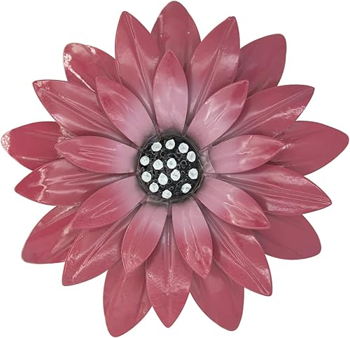 Esculturas de flores de metal, decoración de pared, decoración de pared de flores de metal rosa, decoración colgante para exteriores, hogar, jardín,