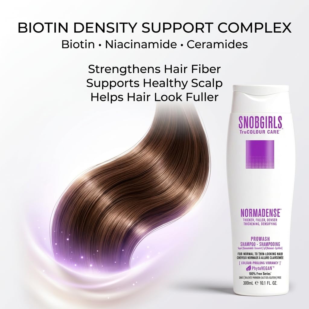 Biotin Shampoo for Thicker-Looking Hair – Vegan, Color Safe, Sulfate-Free Cleanser for Men & Women with Argan Oil, Niacinamide & Ceramides – SNOBGIRLS NORMADENSE 1 – 33.8 fl oz