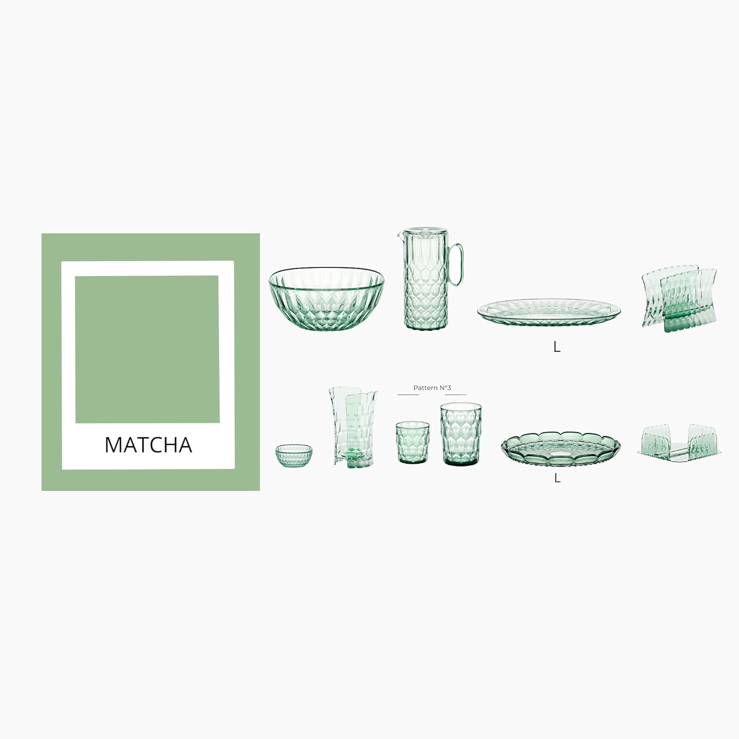 Guzzini Vanity Collection Pitcher with Lid, 4.4 x 6.6 x 11.3 inches, Bio-based Acrylic Crystal, Clear Drinkware (MATCHA GREEN)