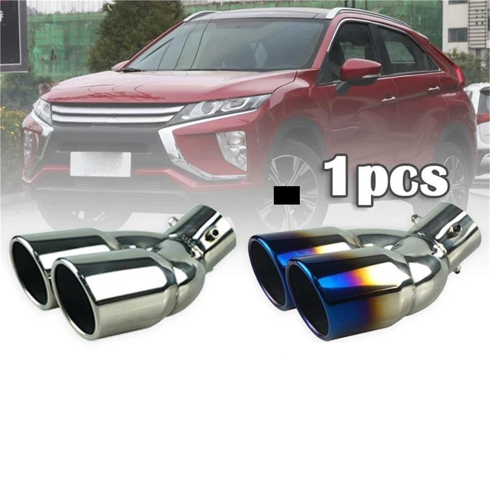 Dla Mitsubishi Dla Eclipse Dla Cross 2018-2023 Tłumik Rury Wydechowej Ze Stali Nierdzewnej Końcówka Tłumika Rury Wydechowej 1 Szt Tylna Przepustnica(1PCS-Style-C)
