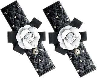 CIYODO 2 Peças Linda Capa De Camélia Capa Protetora De Cinto De Segurança Capa De Cinto De Segurança Capa De Cinto De Segurança Bonito Protetor Preto Capa De Cinto De Segurança Flor Capa