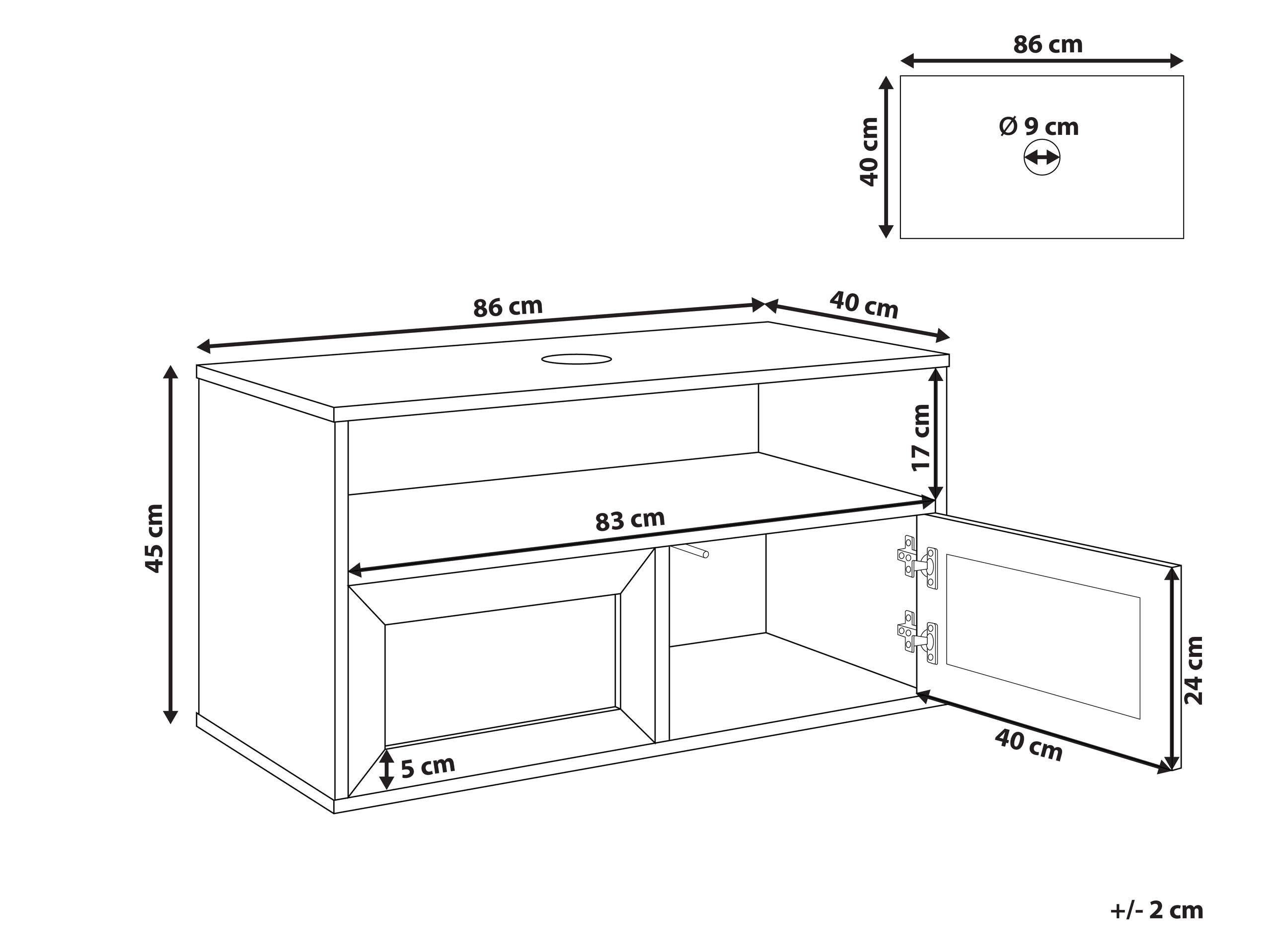 Beliani Mueble Flotante para baño Boho Frente de ratán Trenzado 86 x 45 cm Madera Clara Rosell