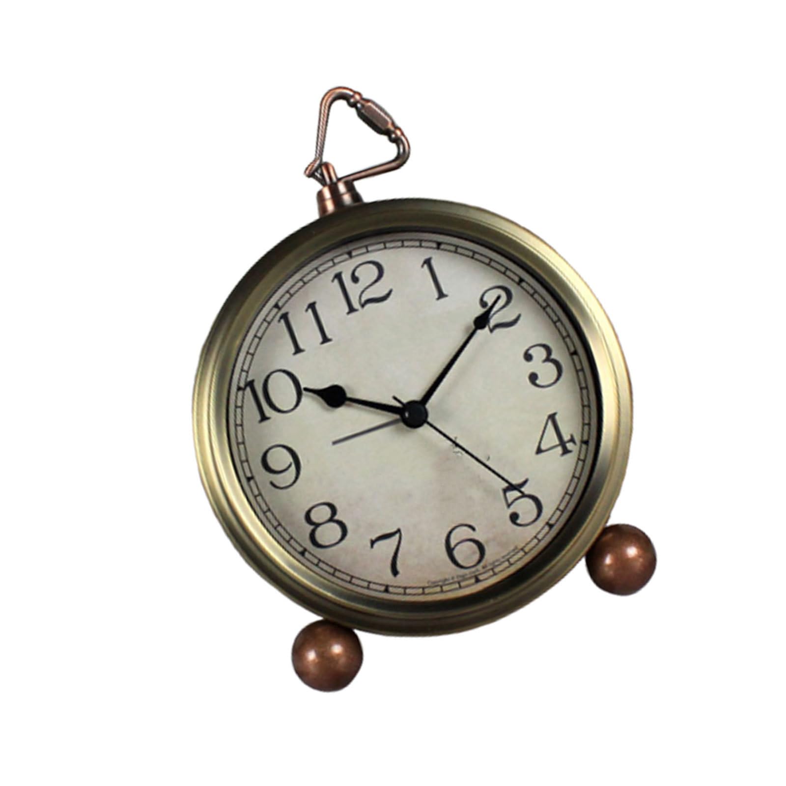 Housoutil Vintage Tischwecker 1 Stück aus Metall und Glas mit Alarm, Leise | Goldfarben, ohne Batterie, für Zuhause und Büro, Präzise Zeitmessung, Amerikanischer Stil