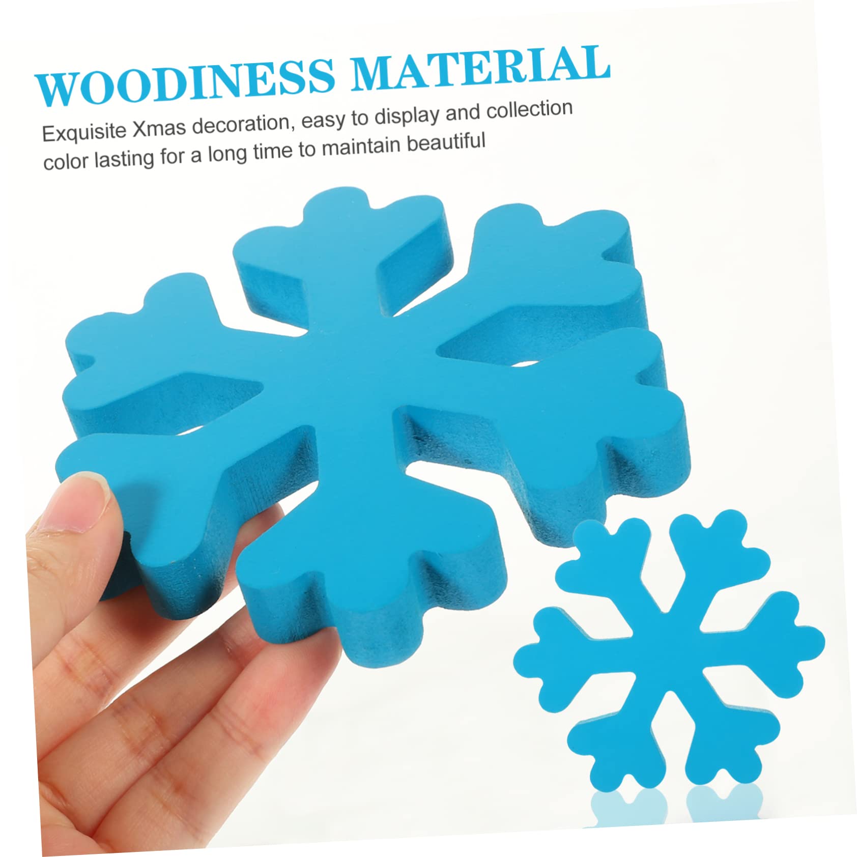 TOPBATHY 12 Stk Schneeflockendekoration Weihnachtsbaumanhänger Zum Aufhängen Rustikale Winterdekoration Dekorative Schneeflocken Blaue Weiße -mittelstück Holz