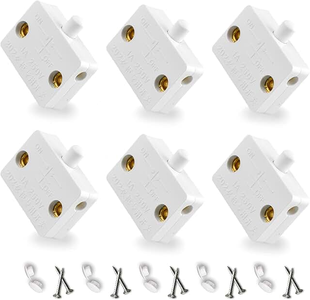 6stück schrankschalter schnappschalter türkontaktschalter 230v möbeltür Truhenschalter Elektrischer,lichtschalter schnapsh...