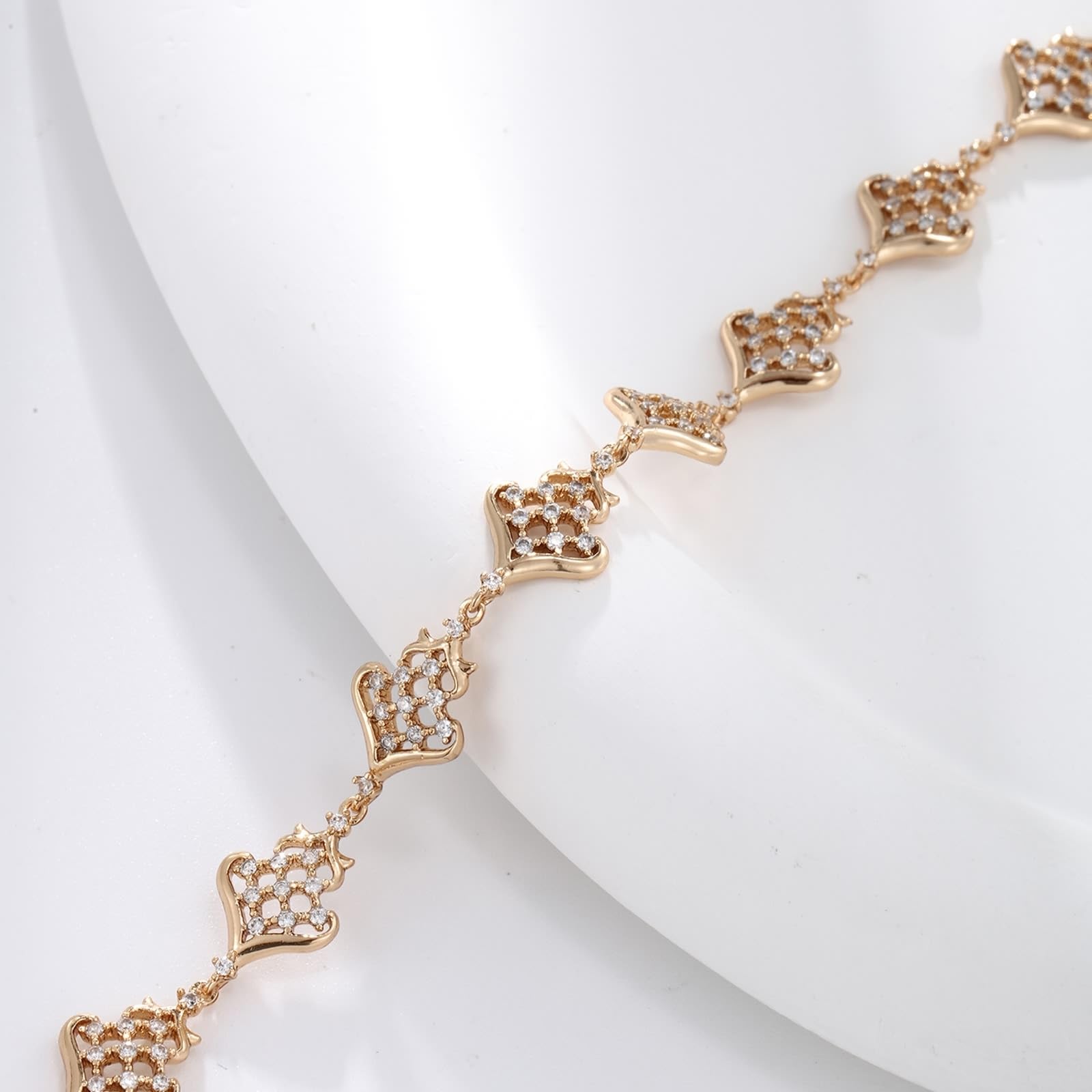 Echter Schmuck Armband Gelbgold 9K/14K/18K mit Moissanit, Herz Blumen Form