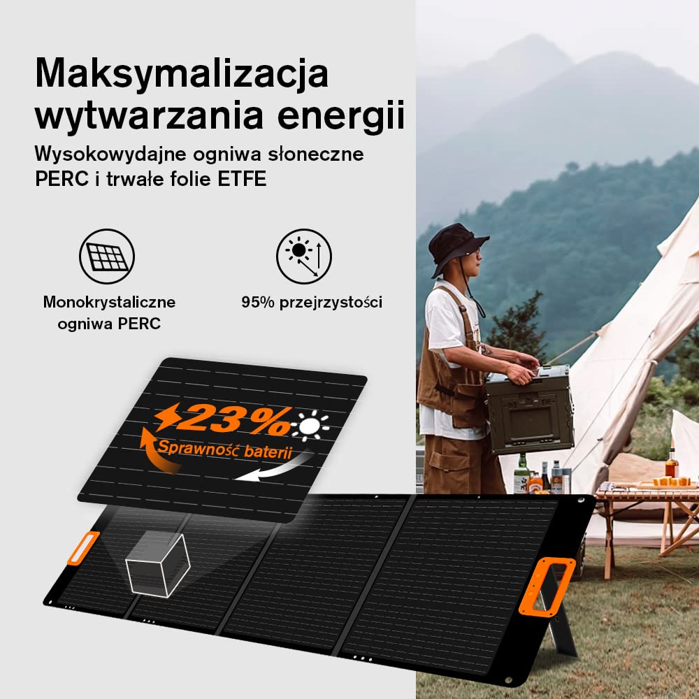 Składany panel słoneczny do przenośnej stacji zasilania Nuevopacks 1200W/2000W i Vaetuka 1200W/2000W ładowarka słoneczna z 2 wyjściami USB,generator słoneczny zewnętrzny 200 W na kemping i do ogrodu