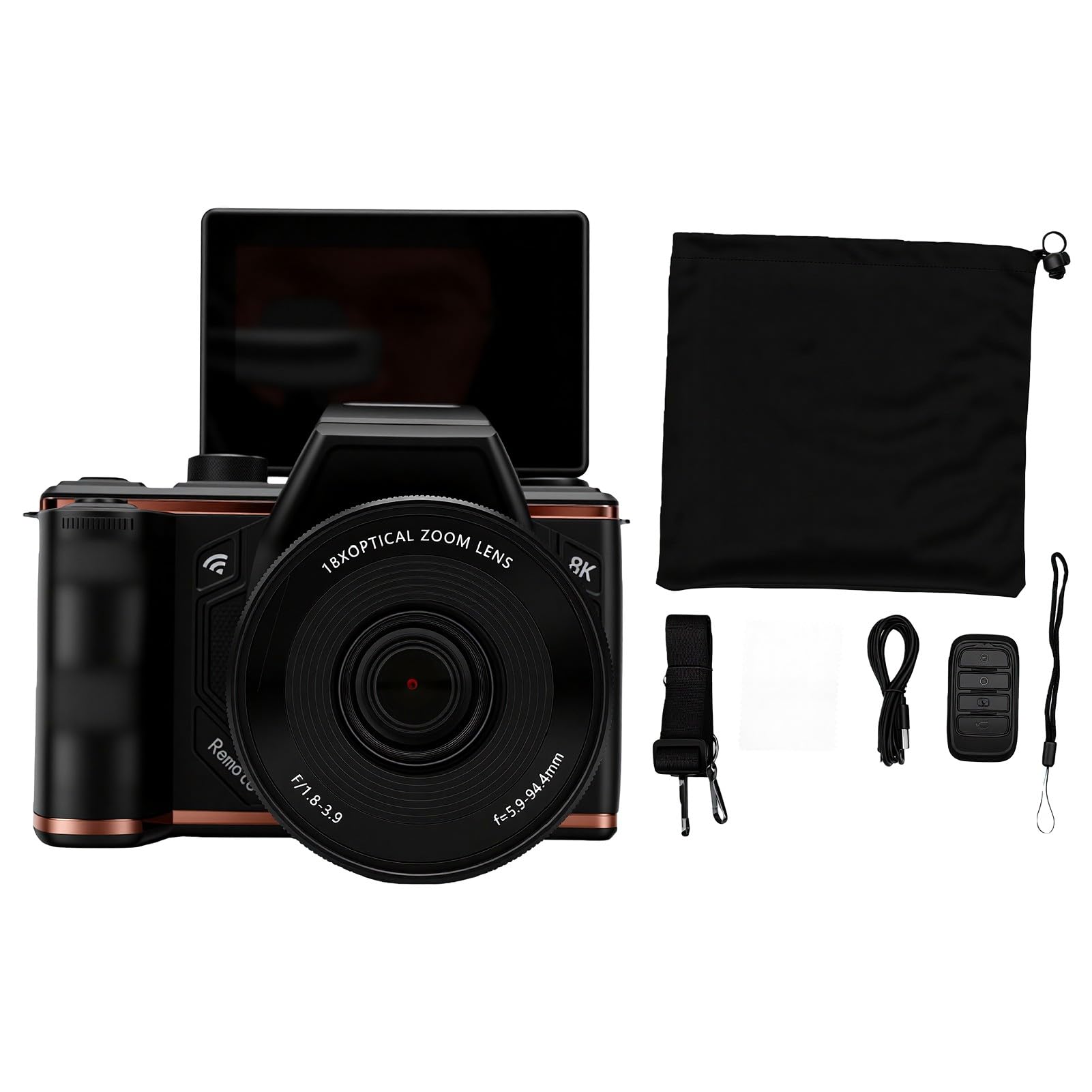 Elprico Appareil Photo Numérique 8K, Zoom Optique 18X, WiFi, Mise au Point