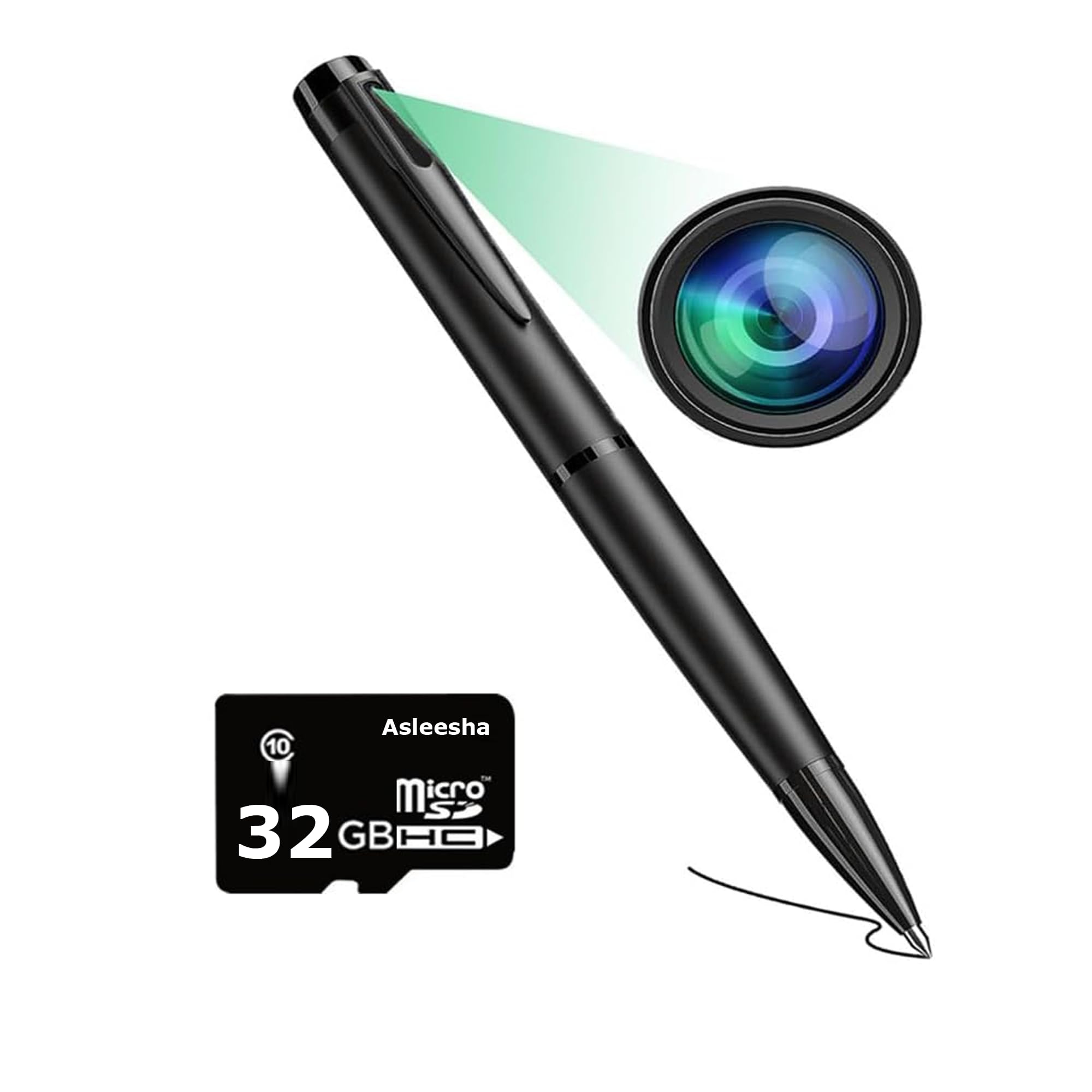 ASLEESHA Super Pocket Pen Camera with 32GB Card, FHD 1080P, Nanny Cam Secret Camera, Body Camera for Home Security or Classroom Learning-image-26