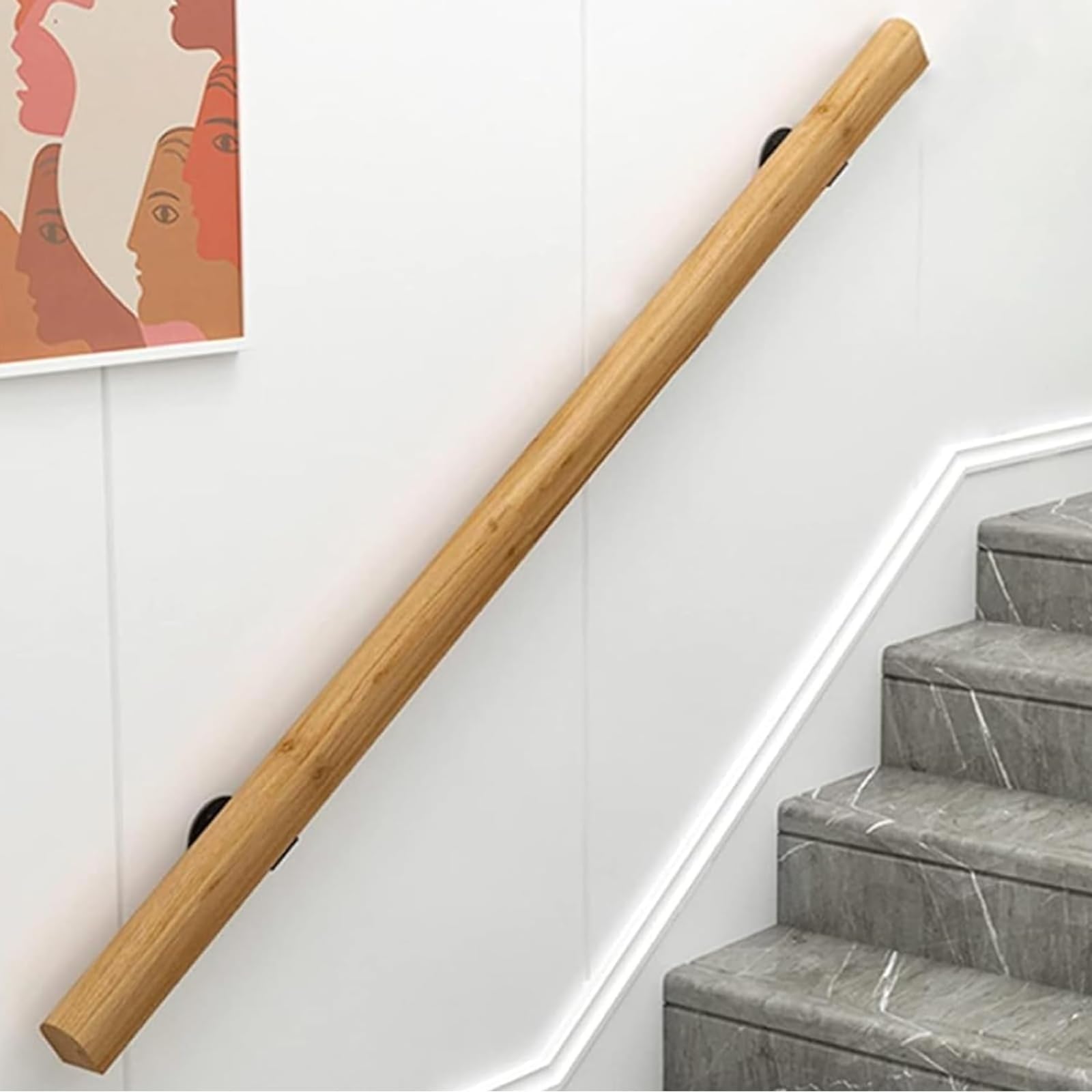 Soporte Para Pasamanos De Acero Inoxidable, 6PCS Soporte De Barandilla Accesorios Soporte De Pared Ajustable Y Resistente Con Tornillos Negro Para Barandillas De Madera Cuadradas O Redondas