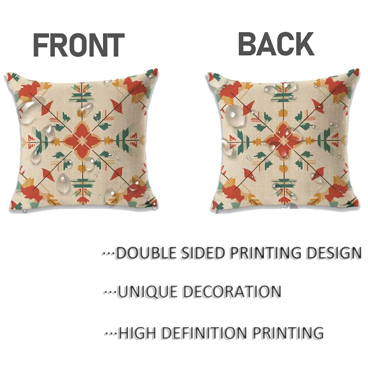 Set di 2 cuscini decorativi quadrati da esterni, impermeabili, 70 x 70 cm, stampa su entrambi i lati, in lino, per giardino, divano, terrazza, balcone, primavera/estate, regali