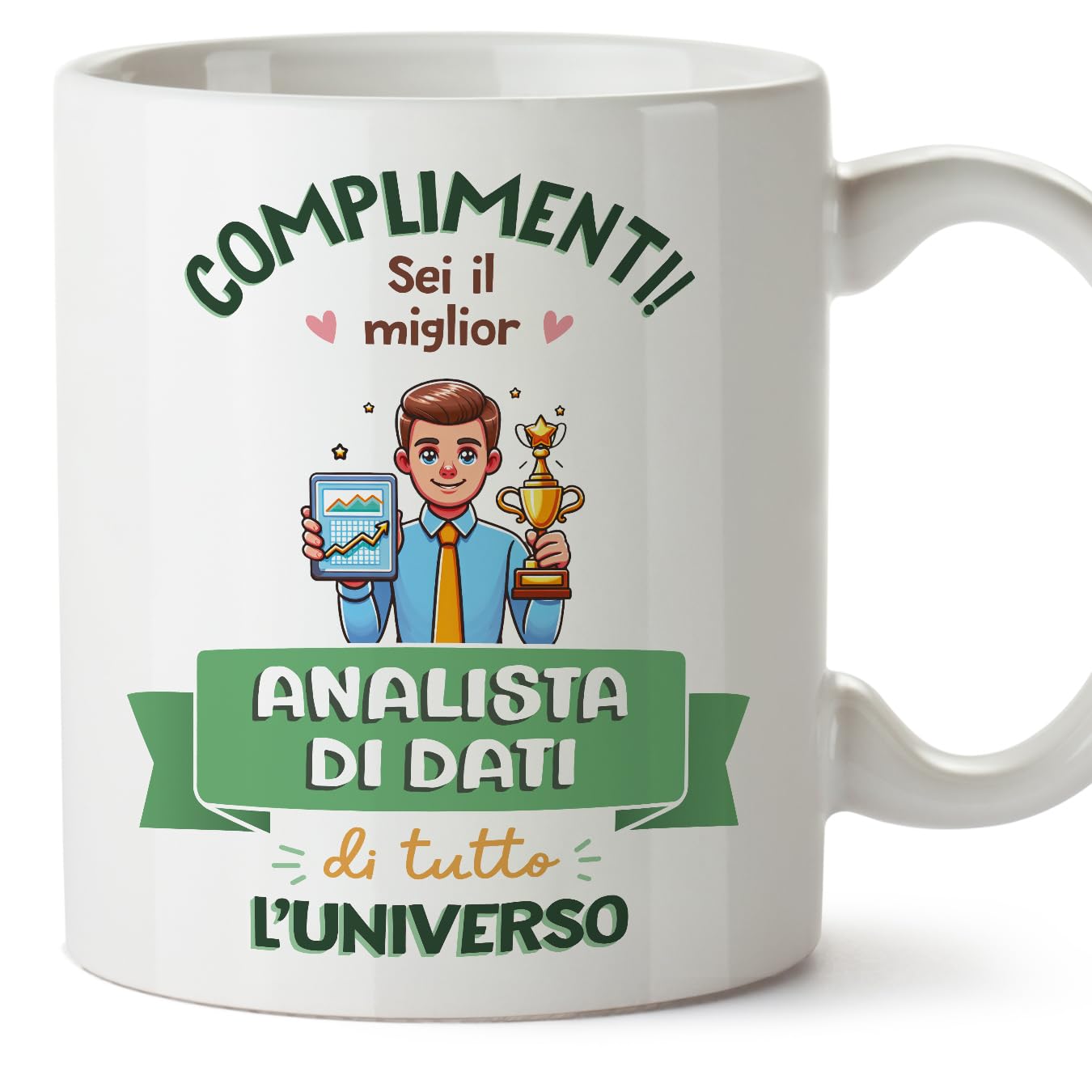 MUGFFINS Data Analyst Man Mug - in Italian - Miglior Universo Trofeo - Funny Gift for Colleagues - Ceramic 11oz Mug โ image 1