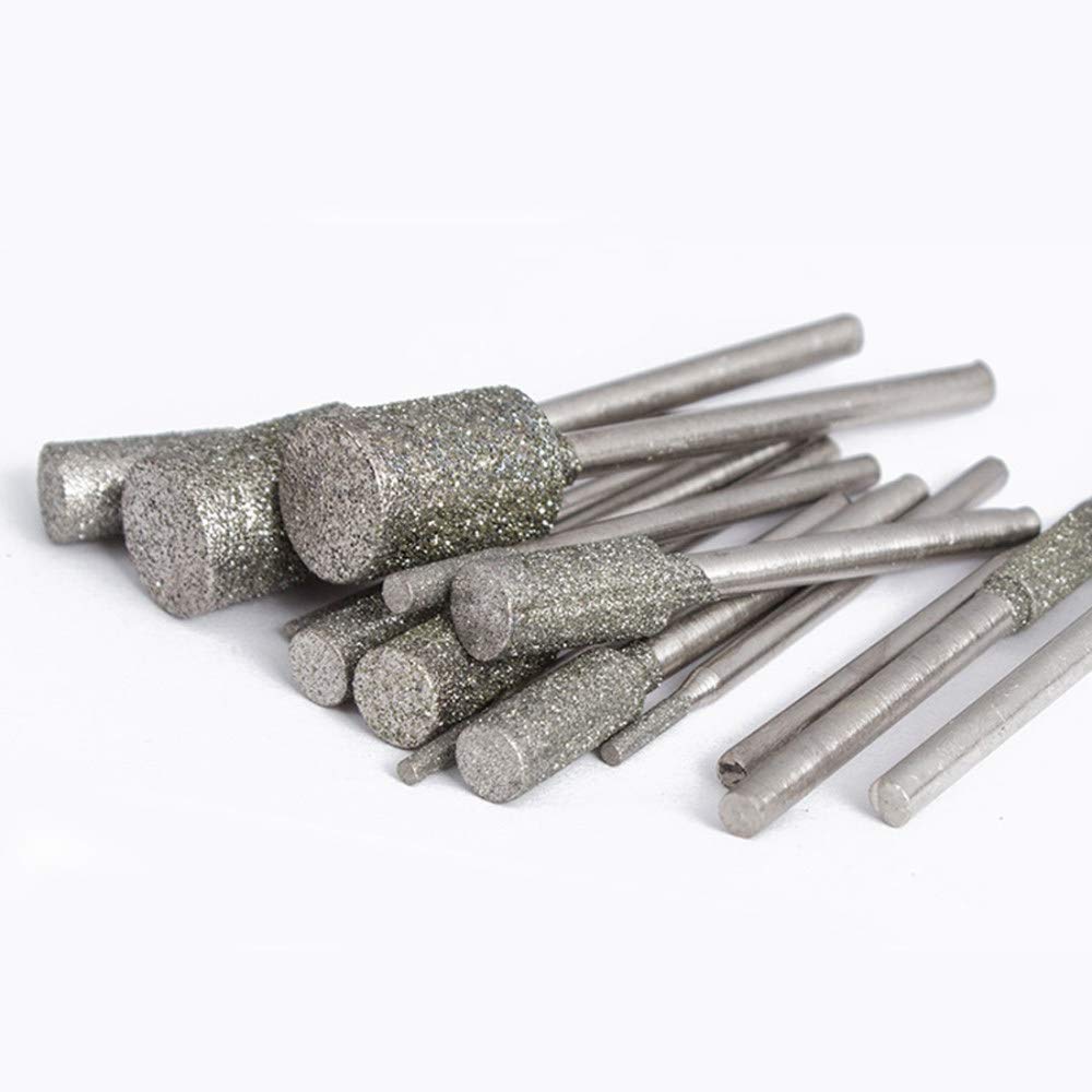 10Pcs Diamant Gemonteerde Punt, 10Mm Balhoofd, 3Mm Schacht, Diamant Slijpen Bit Rotary Bramen, voor Jade Stone Sieraden Keramische Carving Polijsten