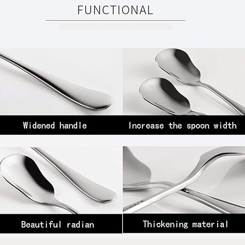 Miniatura 3 de Juego de 5 cucharas clásicas de acero inoxidable para helado de postre, cuchara de café, cucharas de mesa, peso ligero y tamaño pequeño, cuchara de