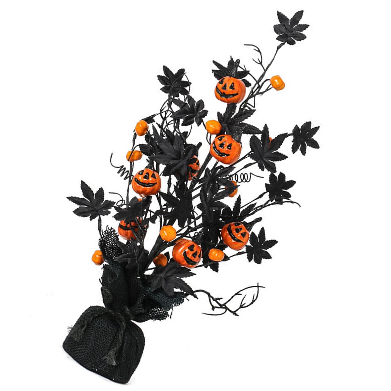 Decorazione artificiale per albero di Halloween, con zucche e foglie di acero nero, per feste in casa e da tavolo