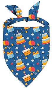 Birthday Dog Bandanas, Reversible Double Side Large Pet Bandanas, Celebration Set, Adjustable Triangle Holiday Scarves for Dogs Girl Boy Pets