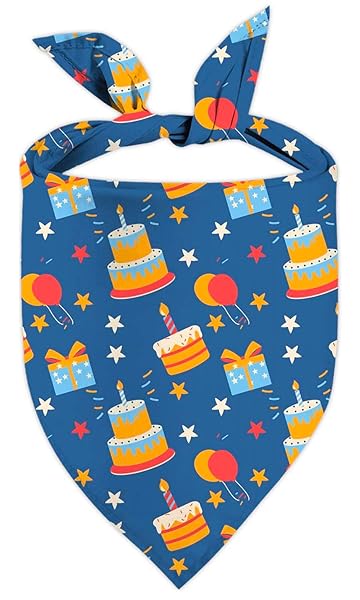 Birthday Dog Bandanas, Reversible Double Side Large Pet Bandanas, Celebration Set, Adjustable Triangle Holiday Scarves for Dogs Girl Boy Pets