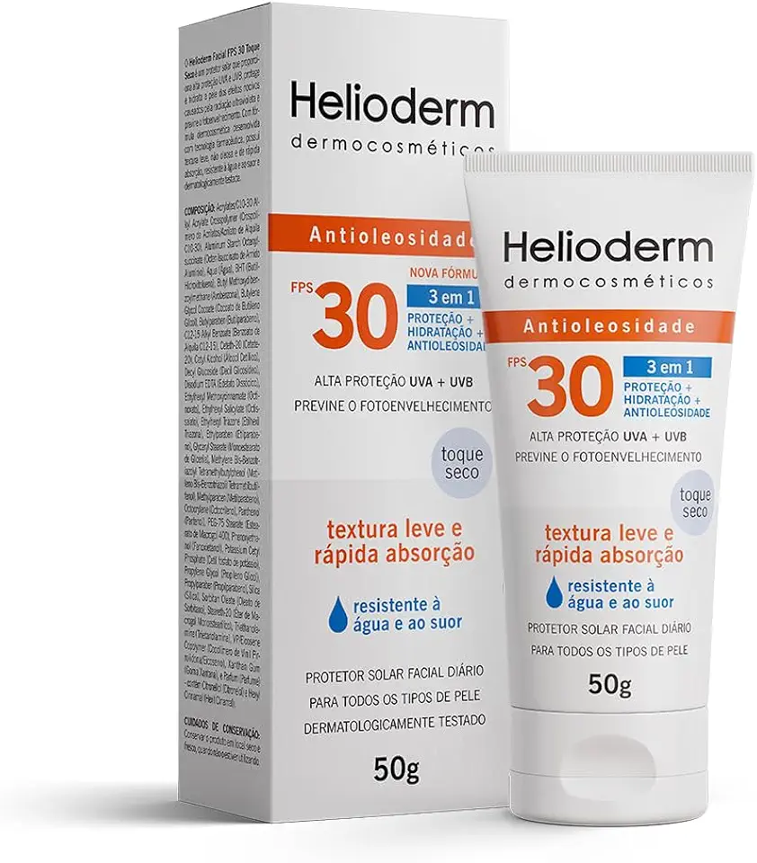 Protetor Facial Diário Helioderm Antioleosidade FPS 30 Sem Cor 50g