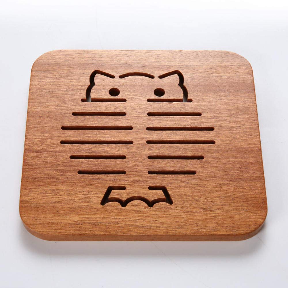 podkładka żaroodporna, Czarny sandałowy podkładka pod garnek, solidna drewniana mata izolacyjna, stół, odporna na wysokie temperatury, pojedyncza podstawa(Owl shaped Monolith)