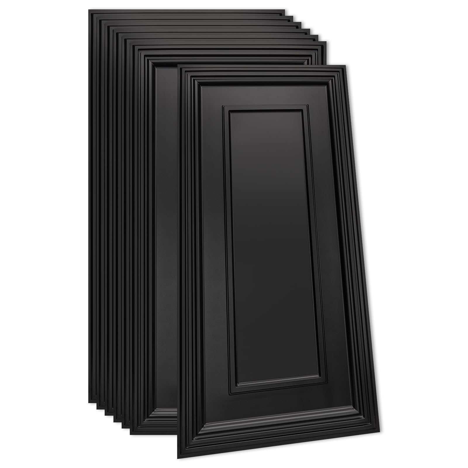 Art3d 12 Pack PVC Ceiling Tiles, 24x48 Inches Glup Up Decorative Ceiling Tiles for Home, Gym and Office, Covering 96 Sq.,ft., Rectangular Black