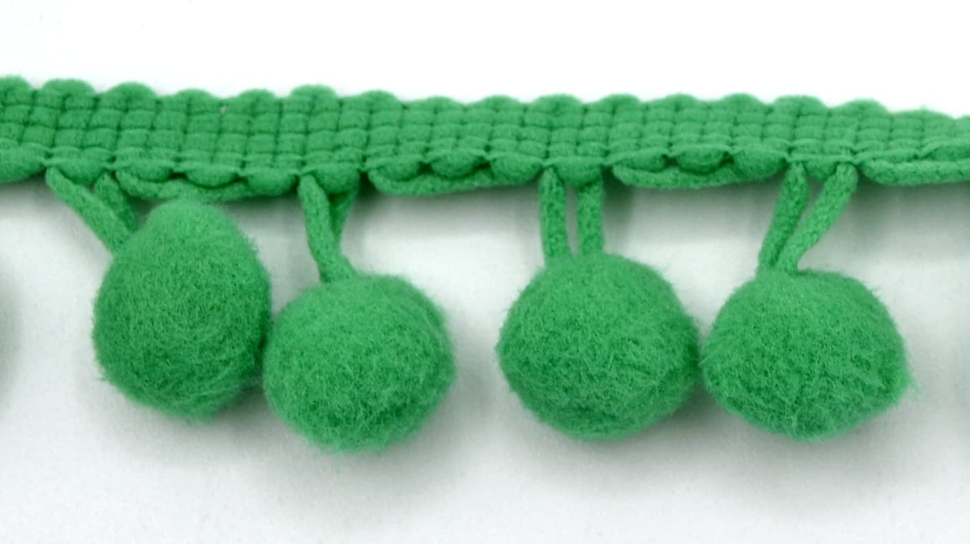celloexpress Soft Pom Pom Fringe Trim - 10mm - Arts & Crafts | Cushions | Garments | Kids Bedroom (4m - 400cm, Emerald)
