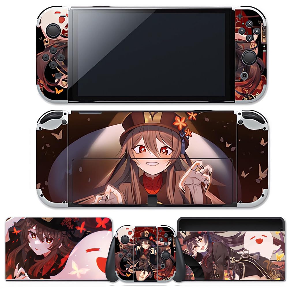 TANOKAYSticker Wrap Vinyl Decal Pre-Cut Skin | Hutao Hu Tao Genshin Impact | Compatible with Nintendo Switch OLED (2021 Model)