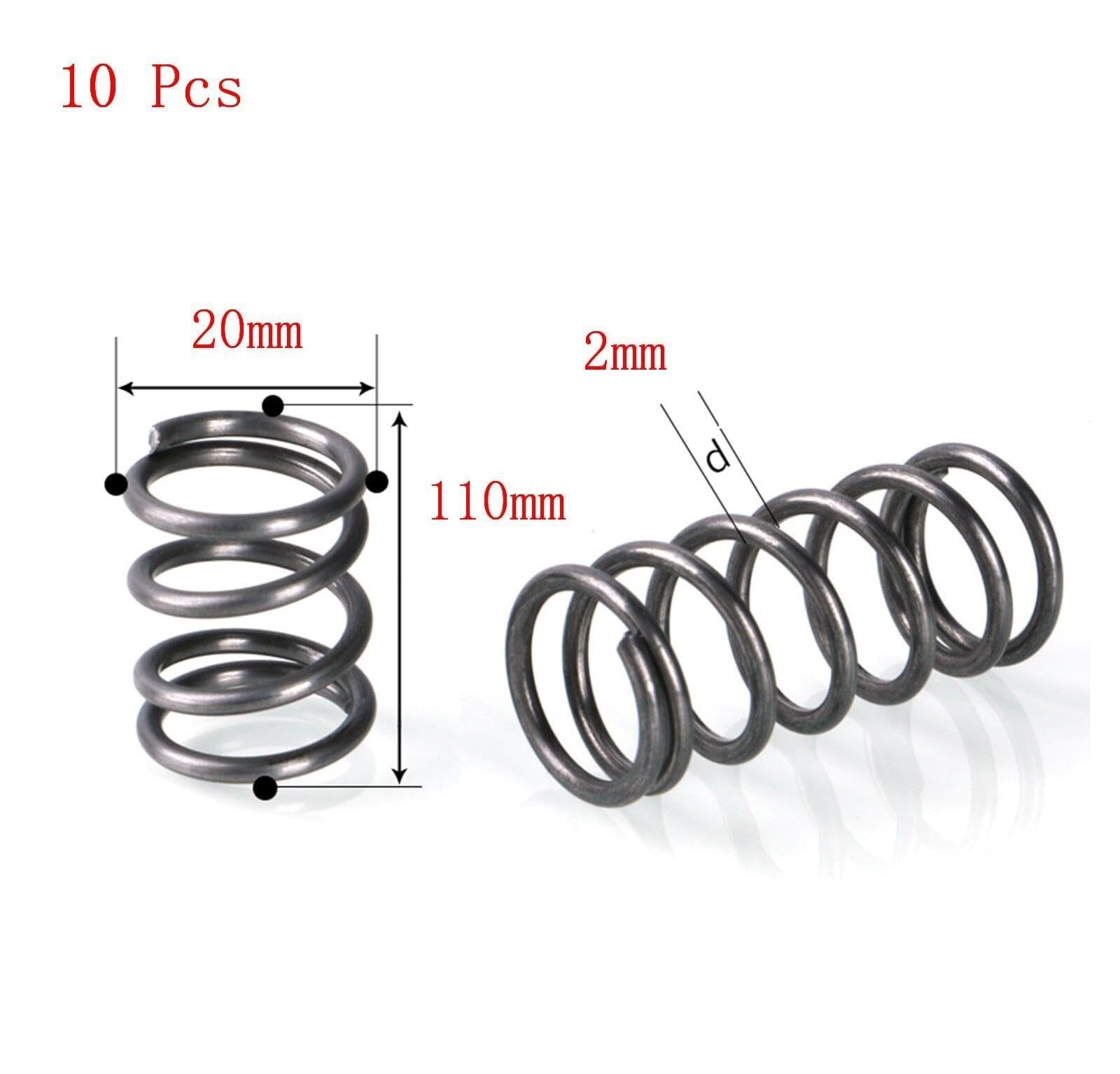 10 Pièces Ressort de Compression, Acier à Ressort 2x20x100 mm, Durable