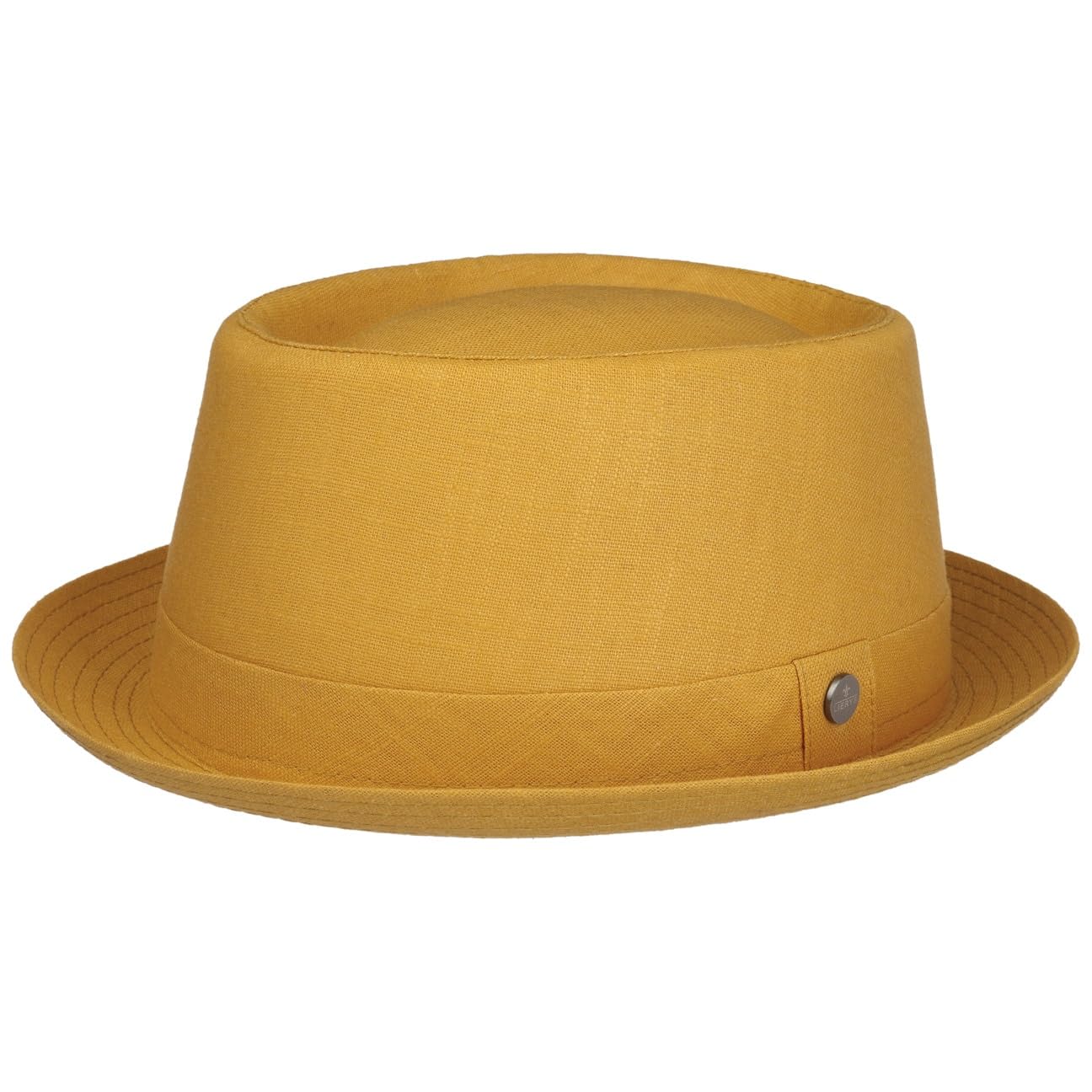 Lierys Uni Pork Pie Linen Hat Made in Italy Unisex Spring Summer Mustard