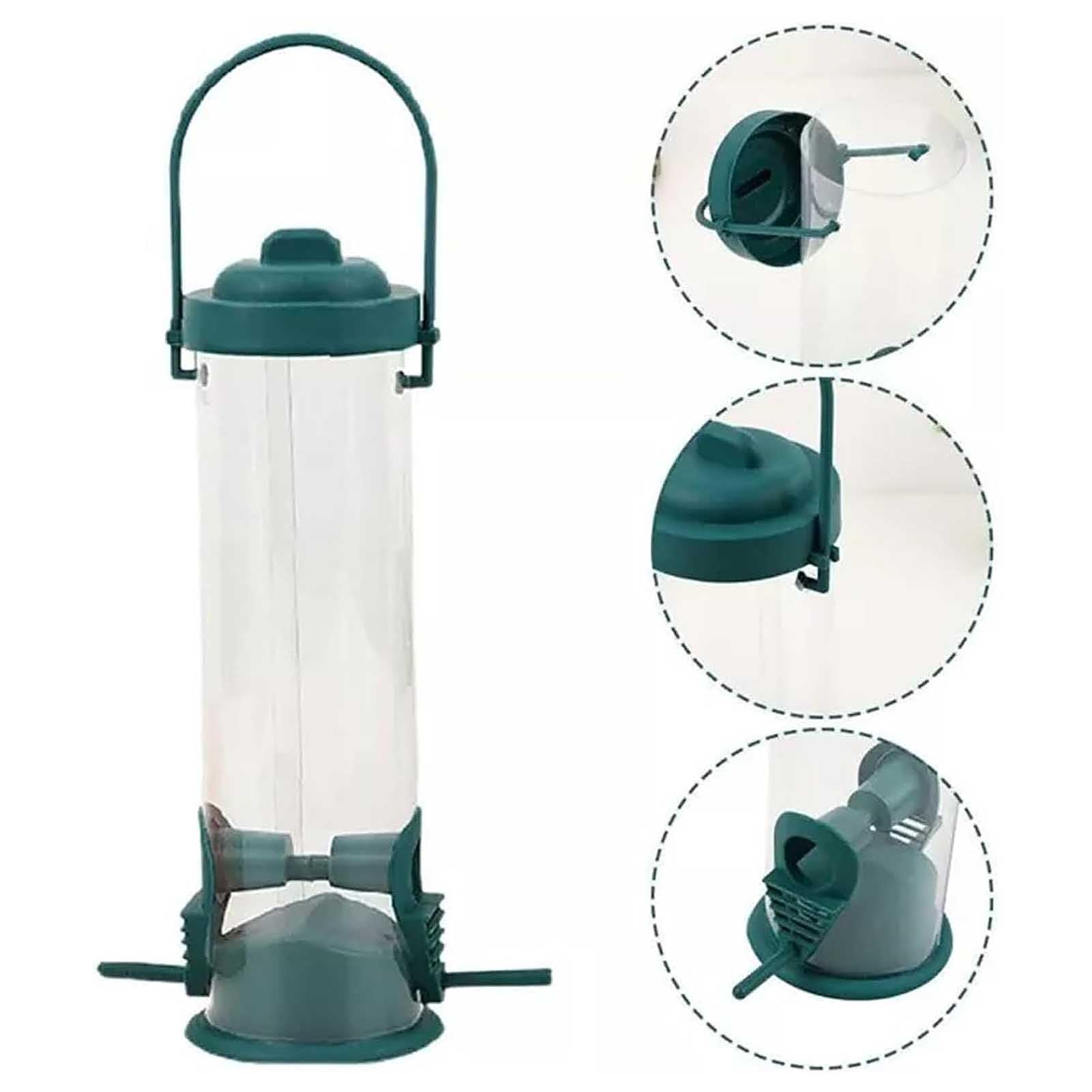 Comederos para pájaros para al Aire Libre, alimentador de Aves de Tubo Resistente a la Intemperie, silo de alimentación de Aves Silvestres para el Exterior, 2 Puertos