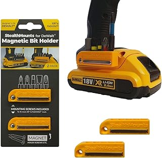 StealthMount DeWalt Magnetic Bit Holder - 2 Pack Drill Bit Organizer | Bit Holder for DeWalt | DeWalt Bit Holder for Drill | DeWalt Impact Bit Holder | DeWalt Bit Holder for Impact Driver | Made in UK