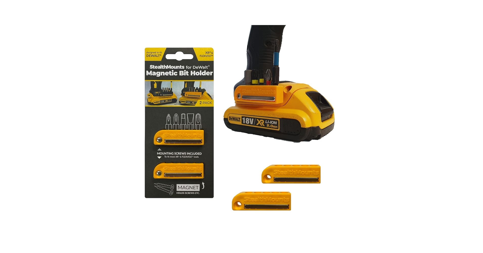 TA−02 StealthMounts DeWalt XR and FlexVolt Yellow Magnetic Bit