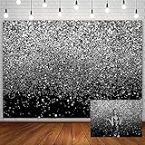 AIBIIN 7x5ft Black and Silver Backdrop Silver Glitter Bokeh Spots Wedding Photography Background Black Silver Shiny Sparkle Birthday Dance Baby Shower Party Decorations Supplies Photo Studio Props