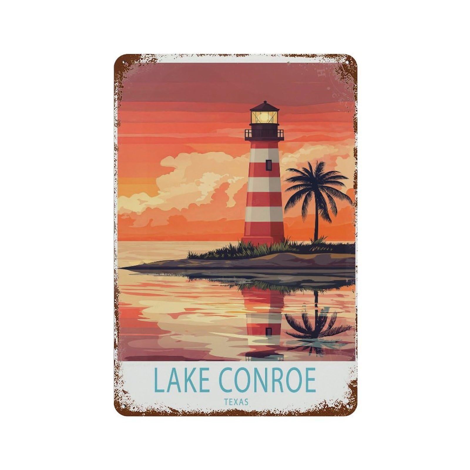 xiaoxiaoshen Lake Conroe Texas Travel Gifts, Wedding Present (2) Wall Decor Art Metal Tin Poster Modern Home Decor Art Home Bar Shop Decorations Vintage Sign 30x20cm
