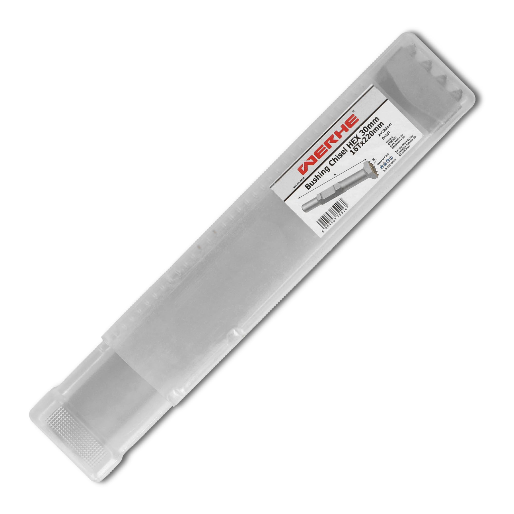 WERHE® Bocciardatore HEX30 – 16 denti, 220 mm – Robusto utensile a scalpello per la lavorazione del calcestruzzo – quadrato