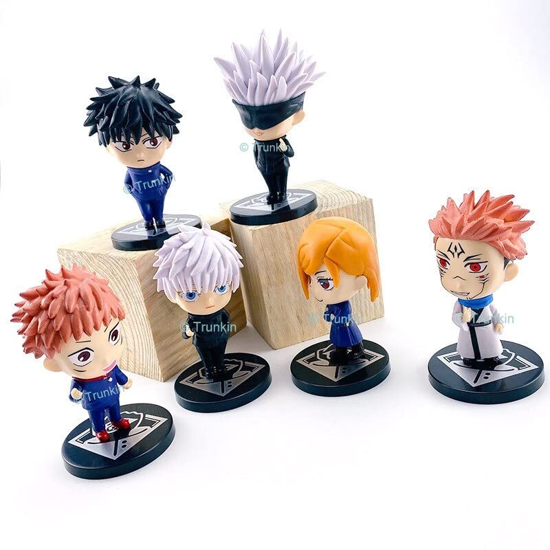 Image of Trunkin Jujutsu Kaisen Rubber Action Figures | (Set Ac) 6 Pcs Set 8-10 cms Itadori Yuji Fushiguro Megumi Kugisaki Nobara Gojo Satoru Ryomen Sukuna | Multicolor