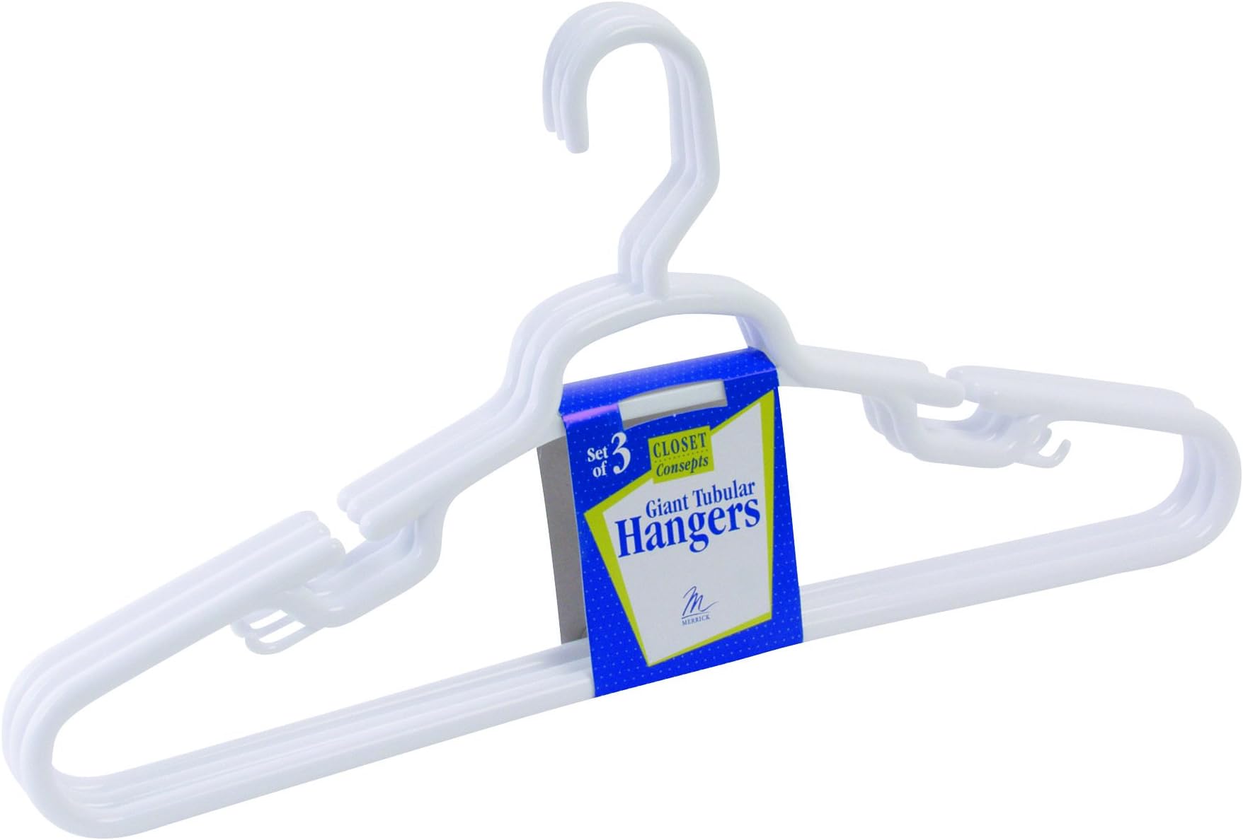 Merrick Engineering C84311-GH White Giant Tubular Plastic Hanger - 3*12 packs (36 hangers)