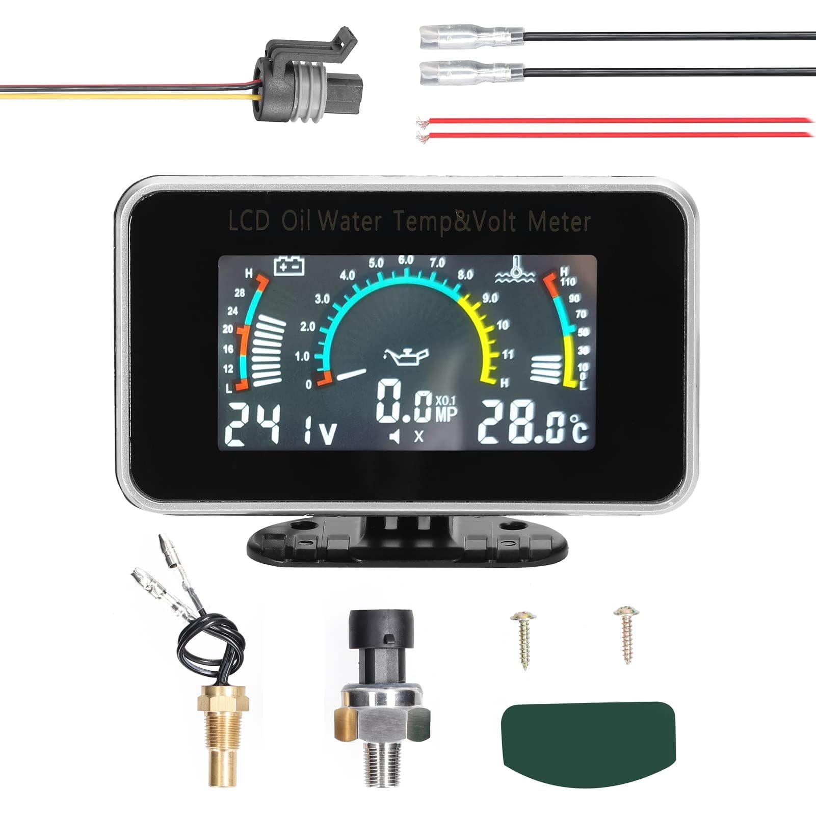 3 su 1 multifunzione auto LCD Digital Display Display Olio Pressione Acqua Temperatura Voltmetro Strumento a scopo universale 9-36 V per auto, camion, o SUV