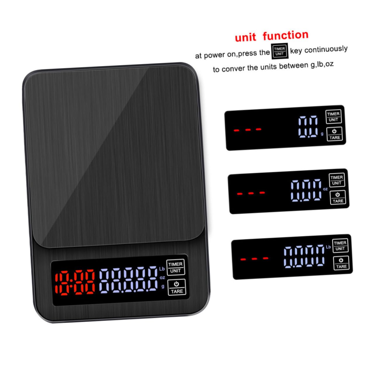 5kg Bilancia Elettronica Per Caffè Con Timer Bilancia Da Cucina Con Sensori Precisione Capacità Peso Display Led Design Portatile Nero Batterie