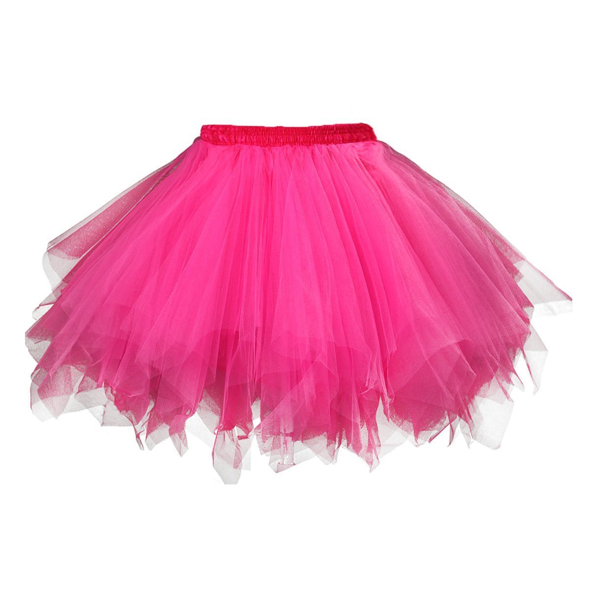 BIFINI Big Girls Tutu Skirts Layered Tulle Princess Dresses Sparkle Halloween Rose Red 5-8 Years