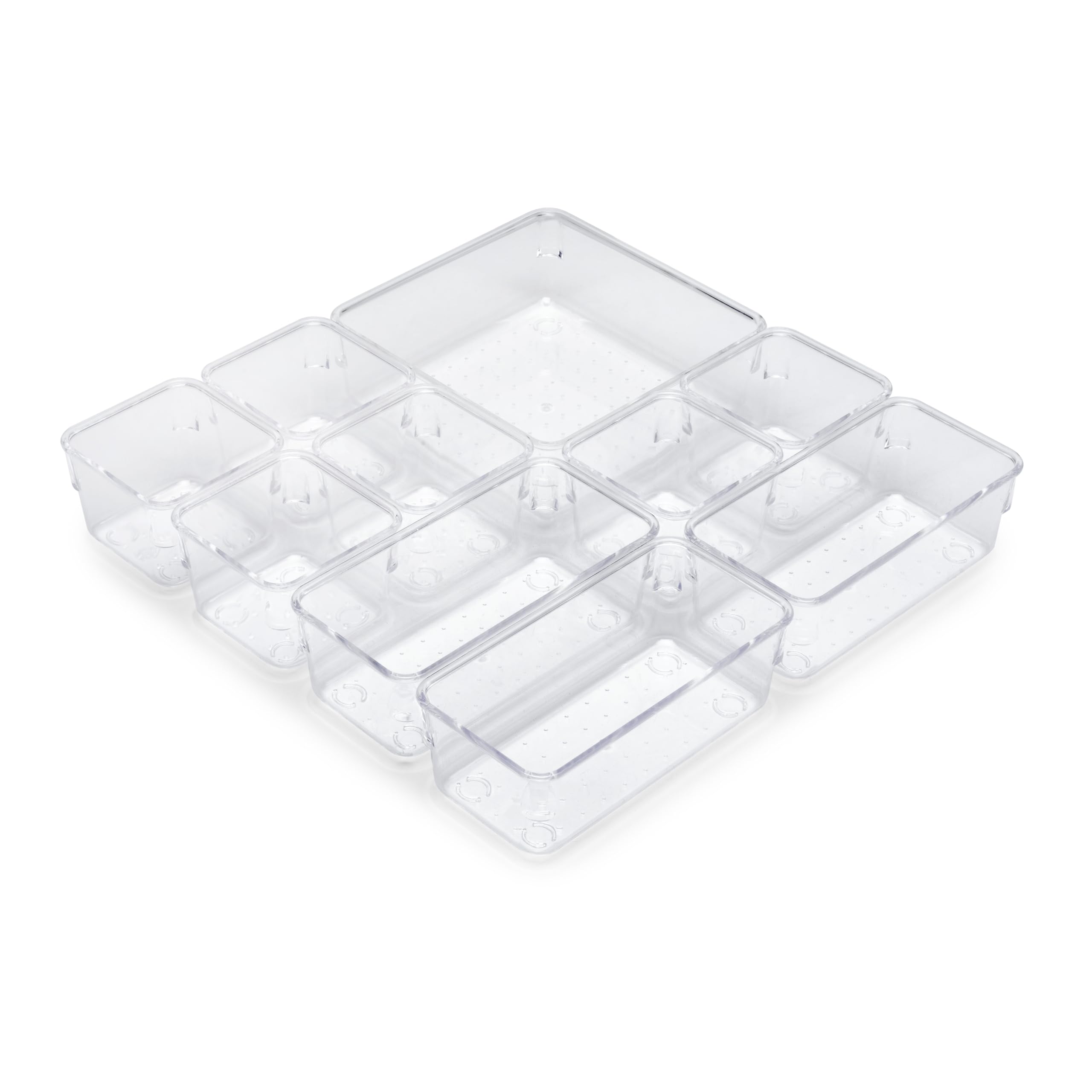 Emuca - Kit of 10 drawer organisers buckets, Plastic, Transparent, 10 stücke
