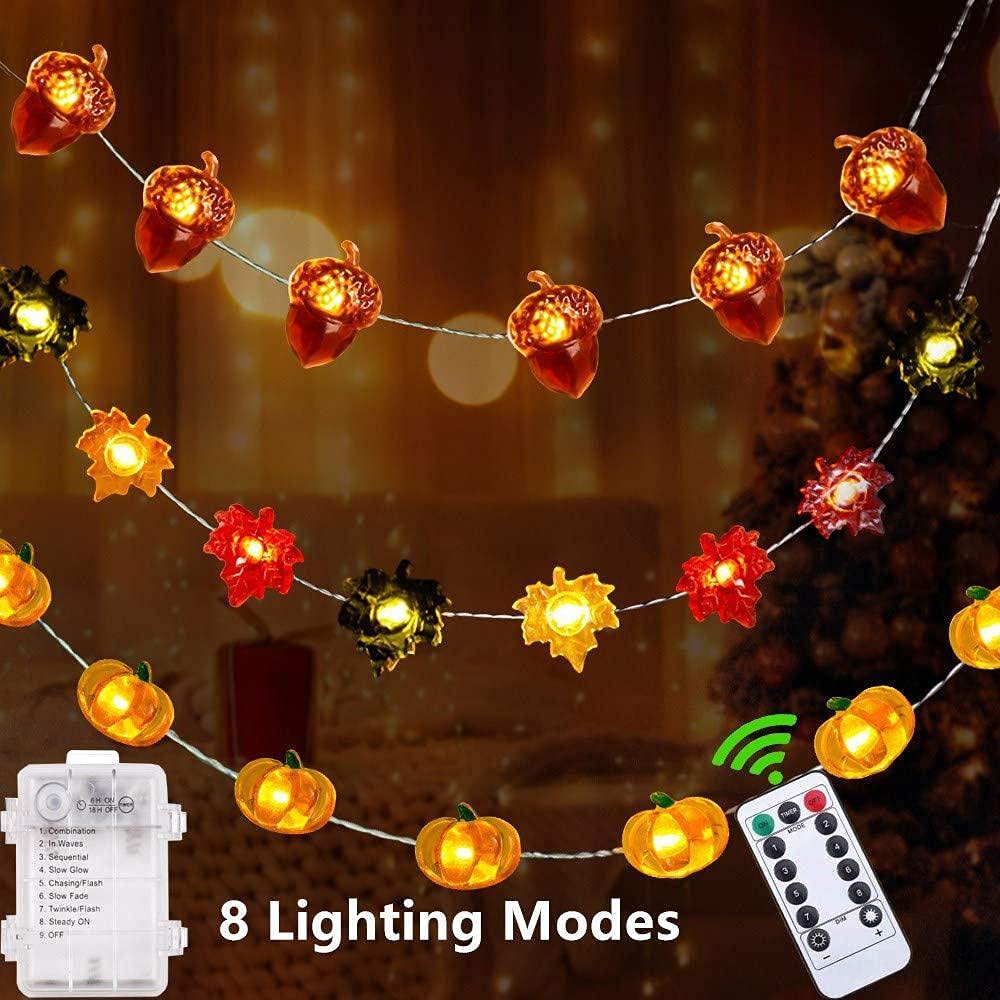 Albero Di Acero Illuminato TURNMEON 1,2 M Per Decorazioni Ringraziamento E Autunno - 48 LED, 6 Zucca 3D, 8 Modalità Con Telecomando E Timer - 2