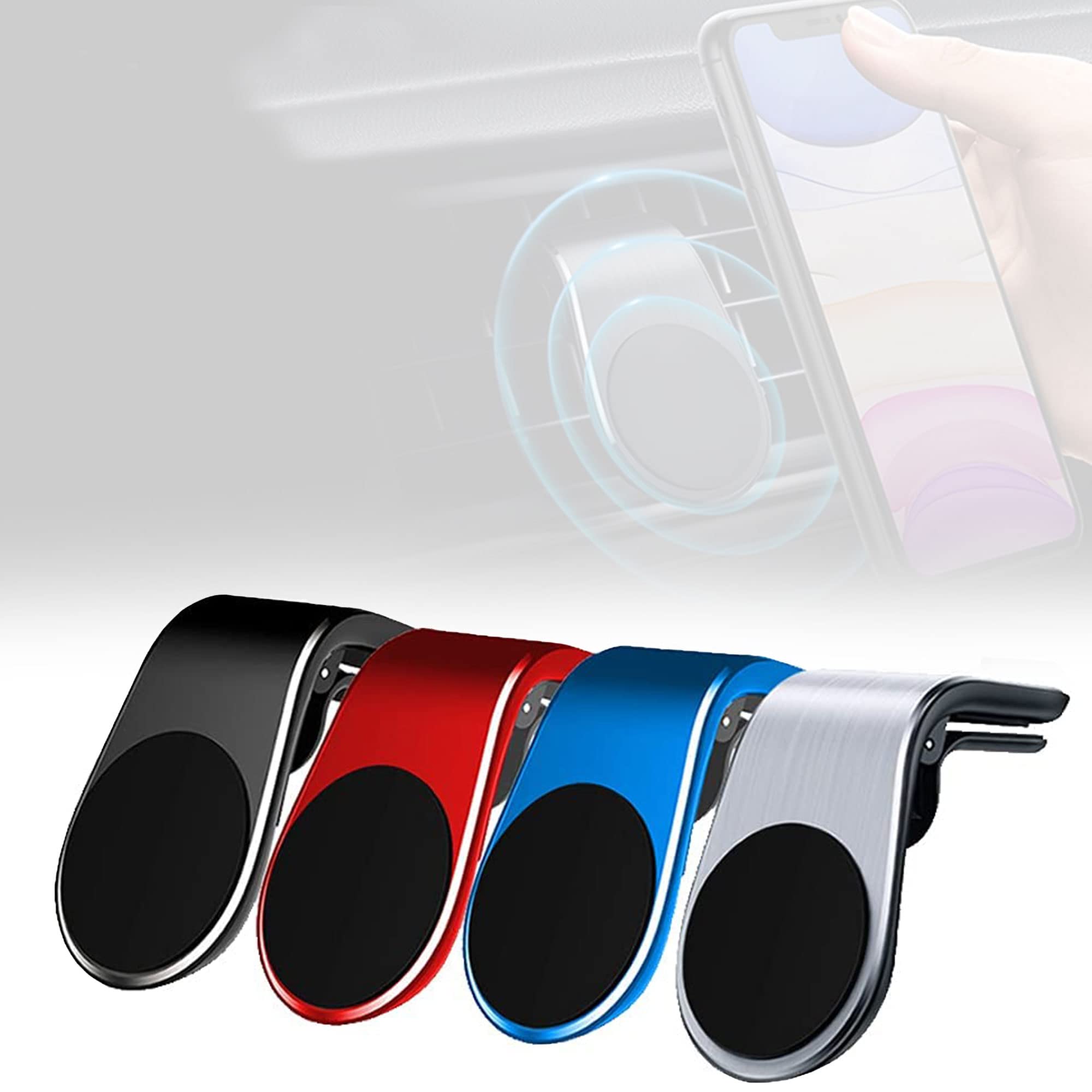 Magnetic Phone Holder for Car Universal Air Vent Car Phone Mount Chrome | Phone Holder for Car Dashboard Compatible with All Phones Magnetic Cell Phone Mount Super Strong Magnet