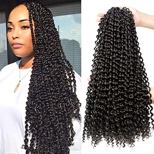 8 Packs Passion Twist Crochet Hair 18 Inch Water Wave Crochet Braids for Butterfly Locs Passion Twists Braiding Hair Curly Twist Bohemian Locs Synthetic Hair Extensions(16Strands/Pack;4#)