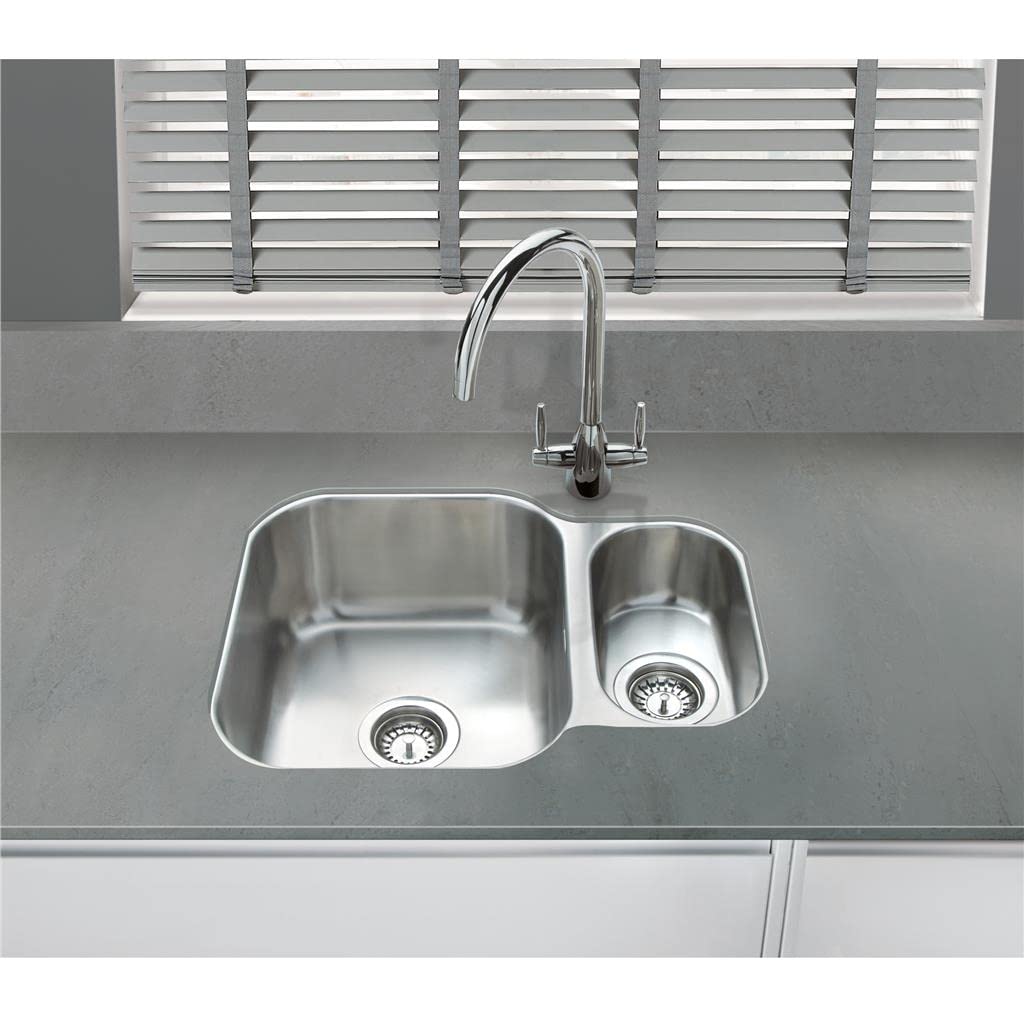 Liquida Silver K1001ss Bowl Reversible Undermount Stainless Steel Kitchen Sink Size 1.5