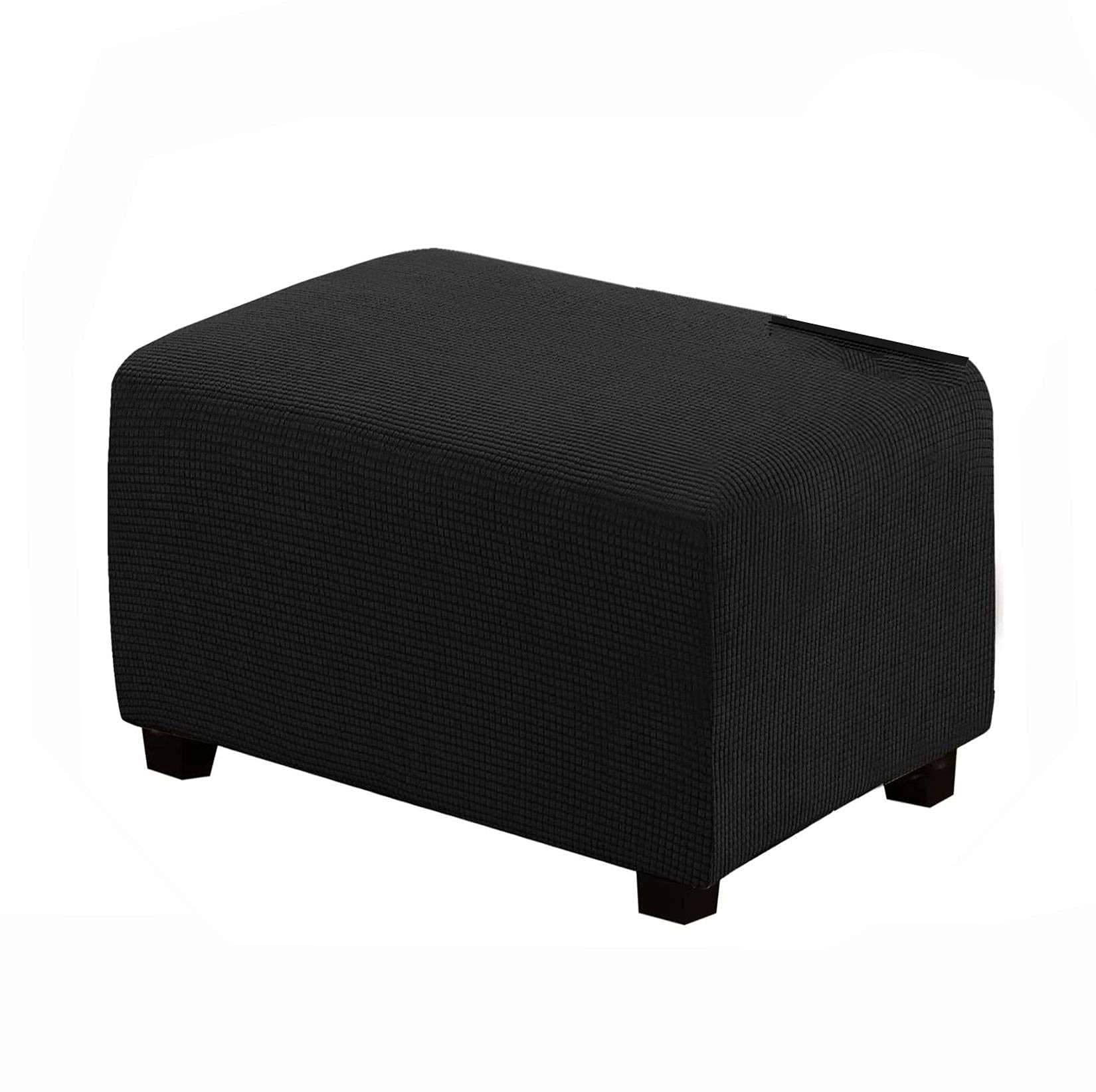Housse de tabouret élastique en jacquard premium pour protège-repose-pieds rectangle