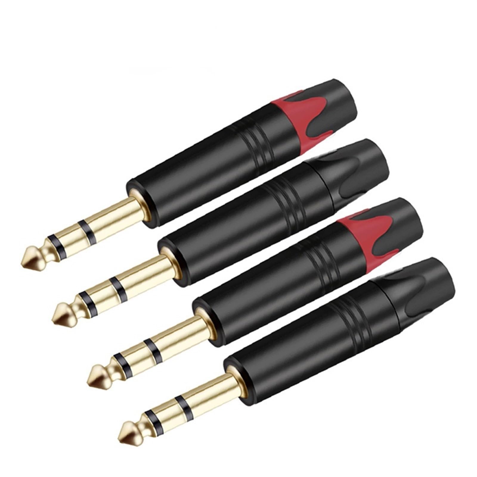 10 connettori jack da 6,35 mm a 3 poli stereo da 6,3 mm maschio da 6,3 mm, connettori per filo di saldatura per microfono, in ottone (rosso)