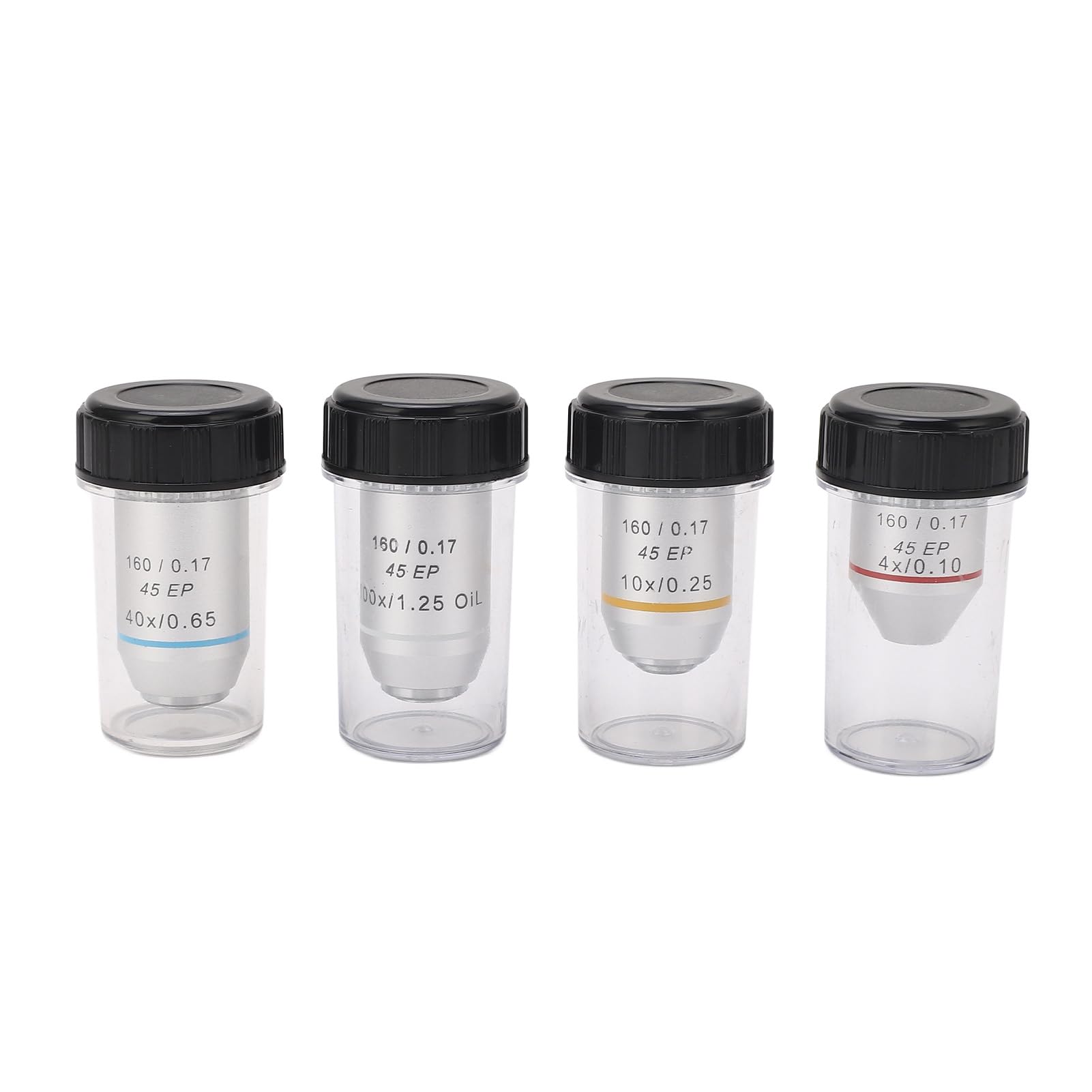 Obiettivo Acromatico, Obiettivo per Microscopio 4X 10X 40X 100X Ottone Cromato Acciaio Inossidabile Dimensioni RMS per Microscopi Biologici Studenti di Laboratorio Uso di Riparazione