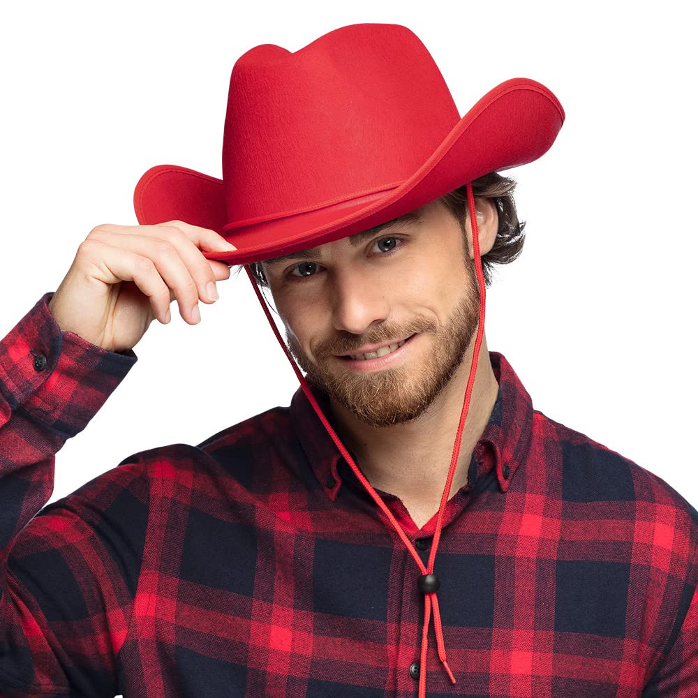 Bruine carnaval verkleed cowboyhoed met rode hals zakdoek | Fun en Feest